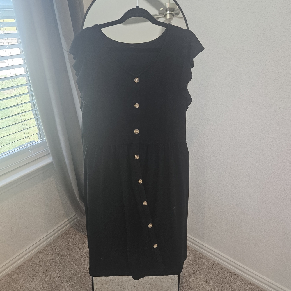 Elegant Black Button-Down Dress